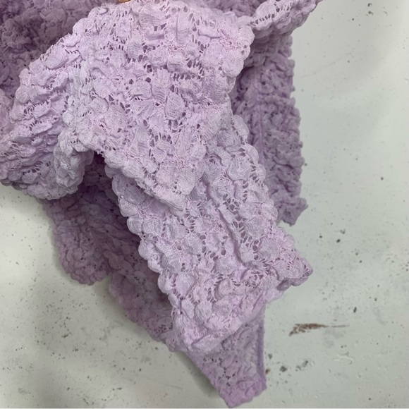 Free People Day & Night Lace Purple Lavender Crochet BodySuit Long Sleeve Top - Picture 11 of 12